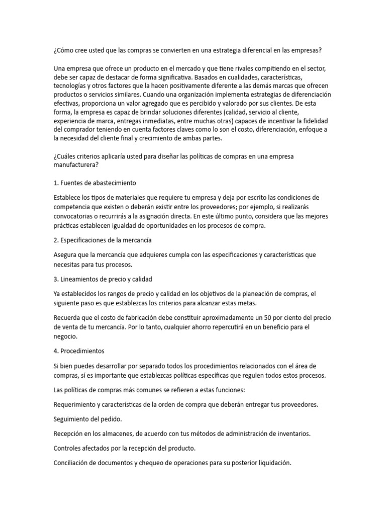 Estrategias de Compras para Empresas | PDF | Calidad (comercial) | Business