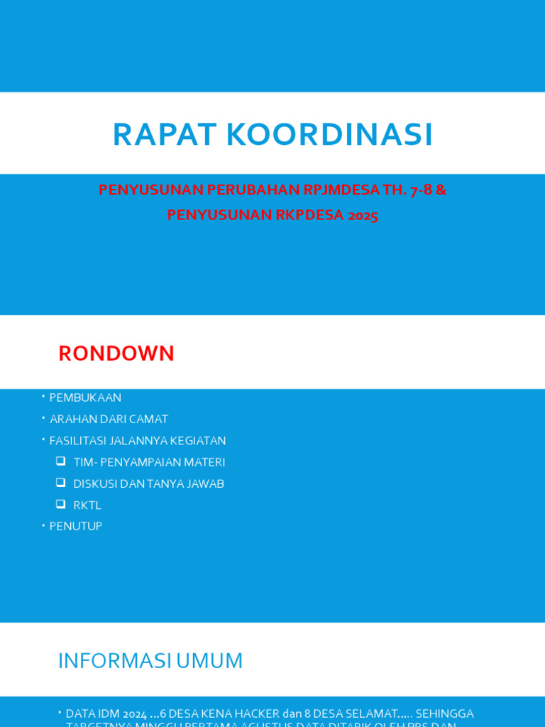 Rakor Perubahan Rpjmdesa Dan Rkpdesa 2025 | PDF