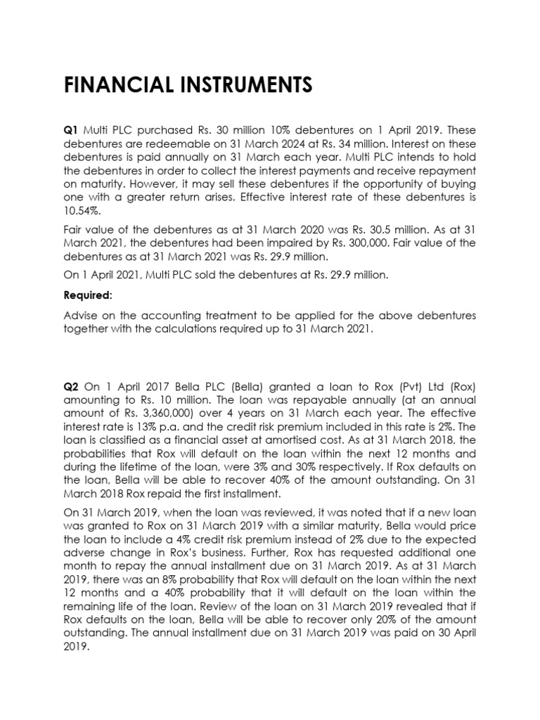 Financial Instruments Questions-1 | PDF | Bonds (Finance) | Interest