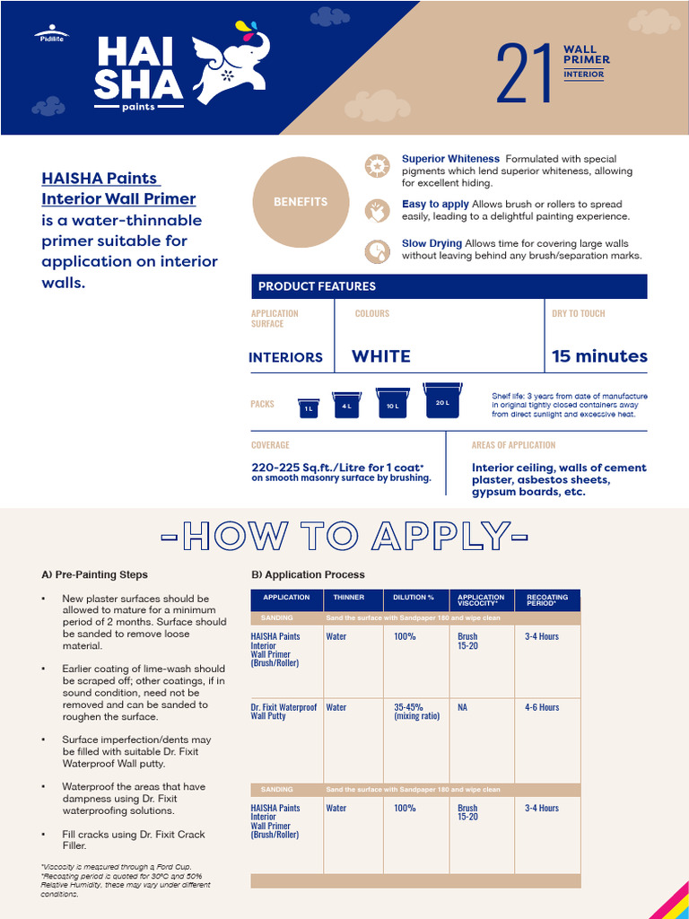 Haisha Interior Wall Primer Guide | PDF | Paint | Plaster