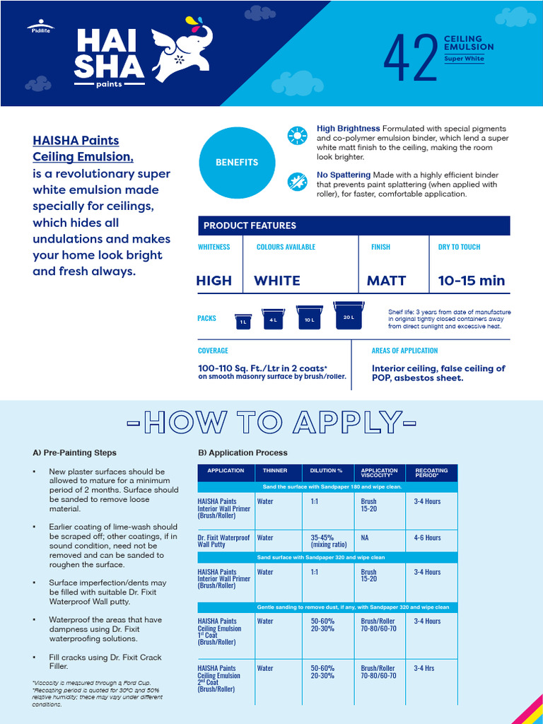 Haisha Ceiling Emulsion Application Guide | PDF | Paint | Industrial ...