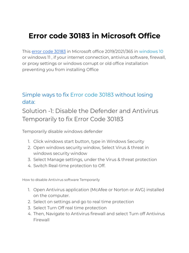 kuru様 Error Code 30183 in Microsoft Office | PDF | Computers