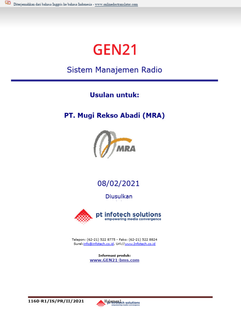 Proposal Sistem Manajemen Radio GEN21 | PDF