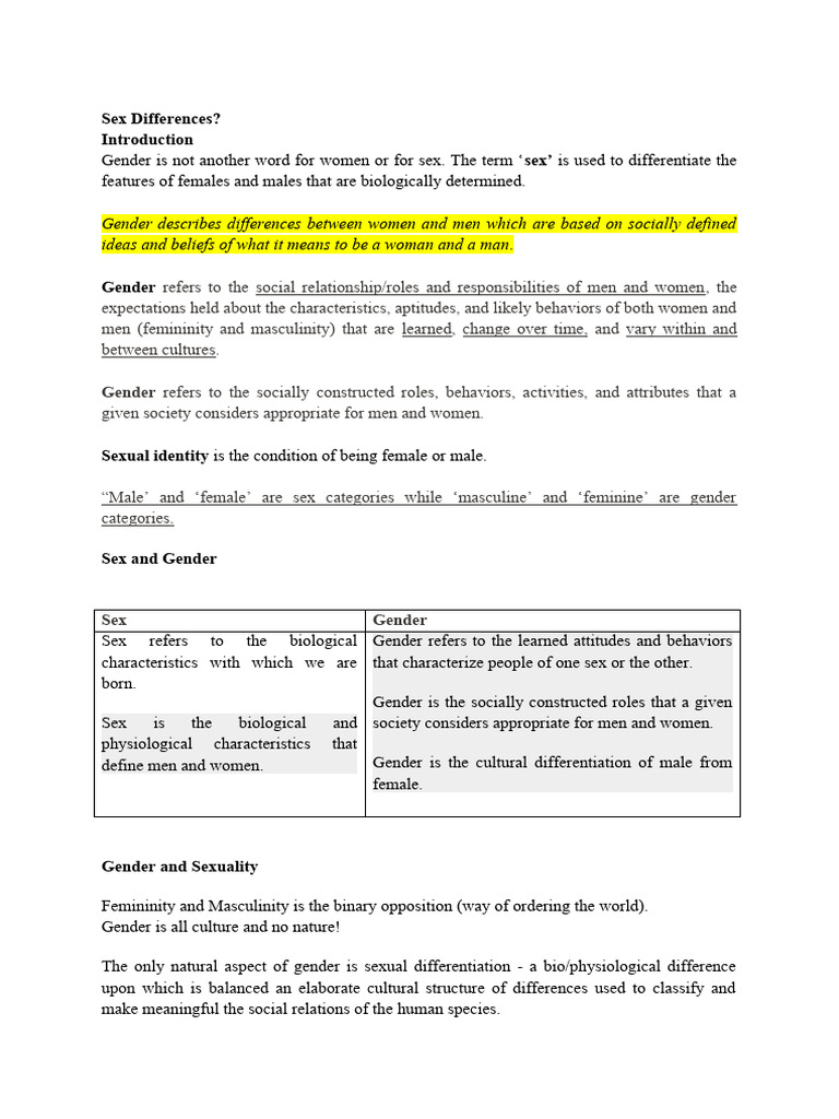 Understanding Sex and Gender Differences | PDF | Gender | Gender Studies
