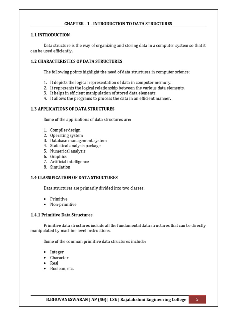 Data Structures Unit 1 | PDF | Computer Science | Algorithms And Data ...