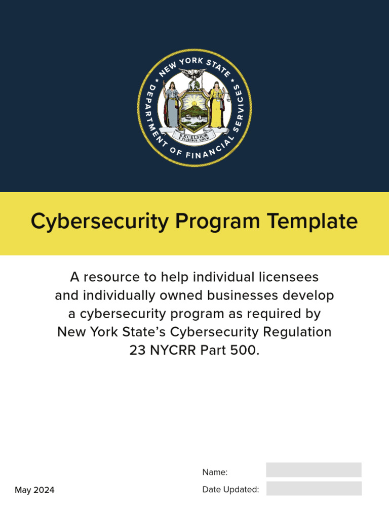 Cybersecurity Program Template for NY Licensees | PDF | Security ...