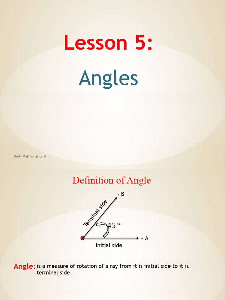Lesson 5 - Angles | PDF | Angle | Geometric Measurement