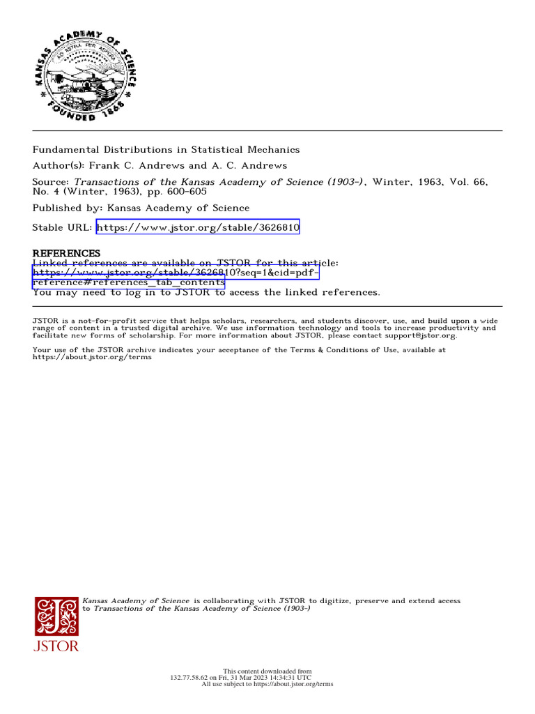Statistical Mechanics Distributions Explained | PDF | Applied ...