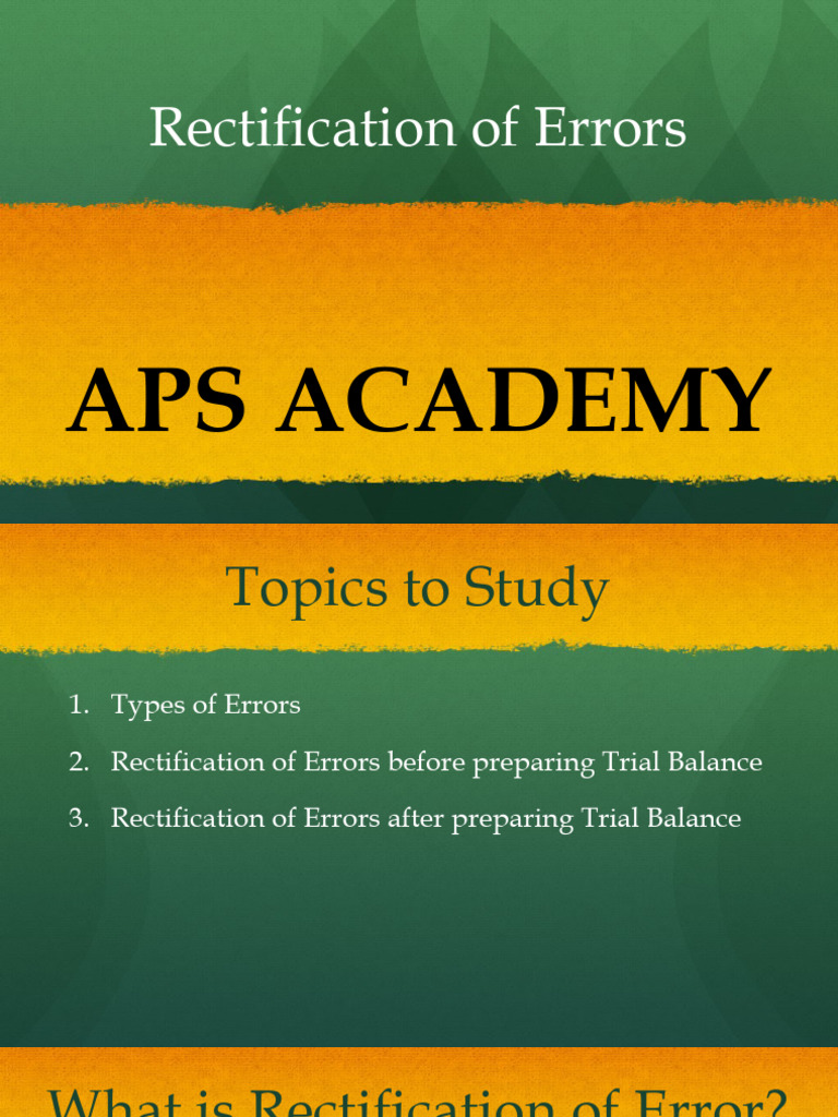 Rectification of errors pdf debits and credits financial economics