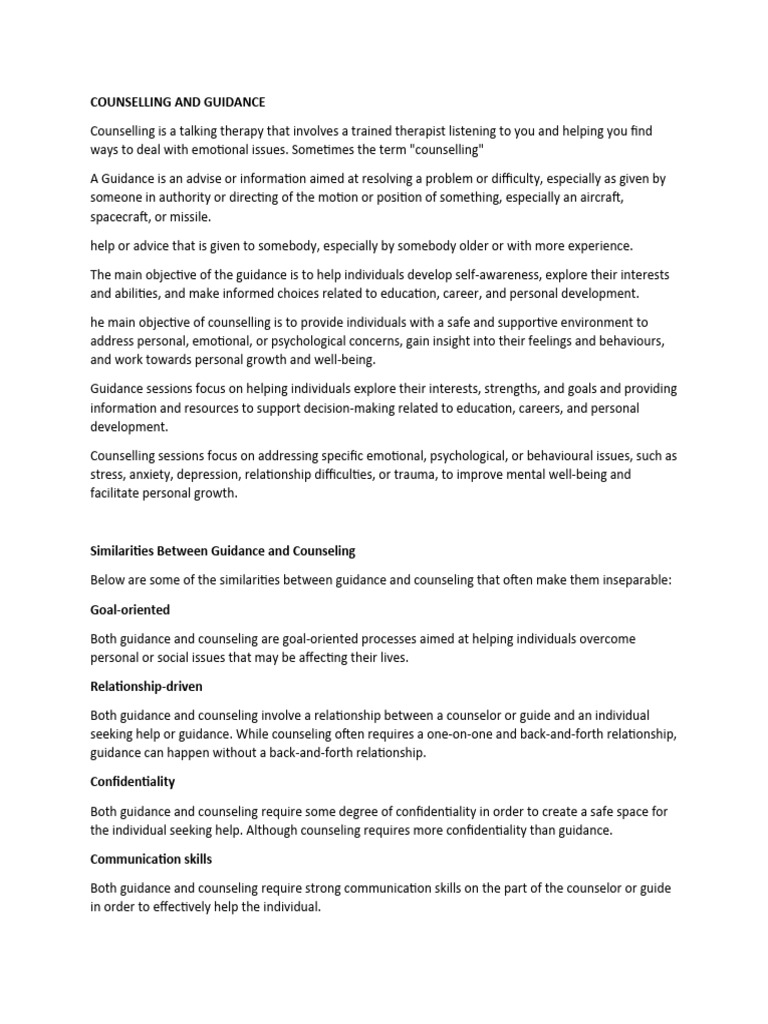 Understanding Counseling and Guidance | PDF | Psychotherapy ...