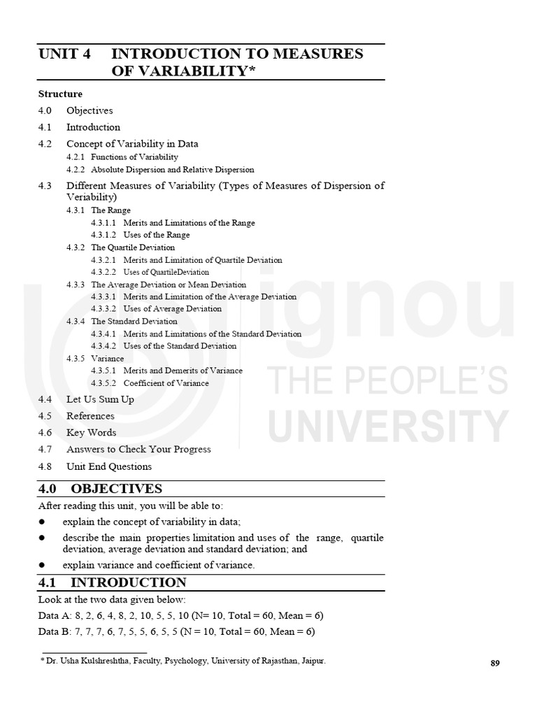 Unit 4 Pdf Standard Deviation Variance