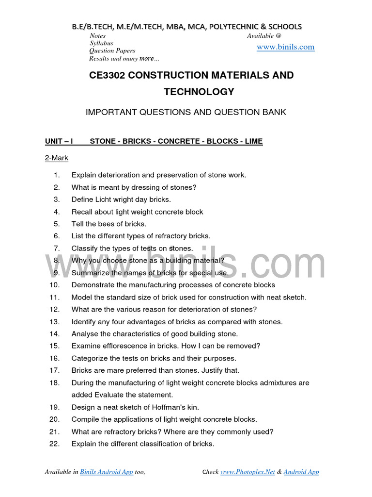Construction Materials & Technology Guide | PDF | Brick | Concrete