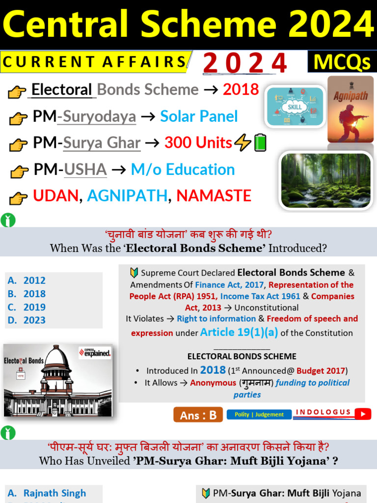 Central Government Schemes 2024 Overview | PDF | Government Of India
