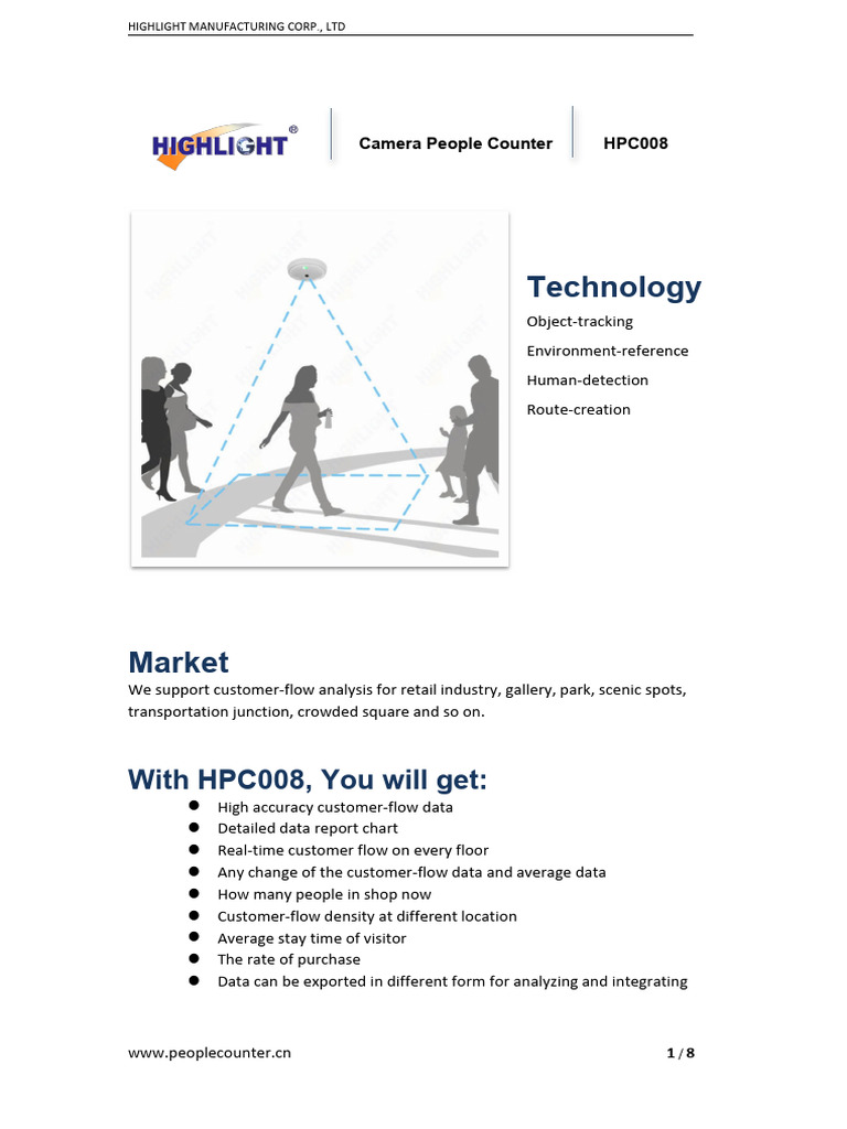 High-Accuracy People Counter HPC008 | PDF | Video | Camera