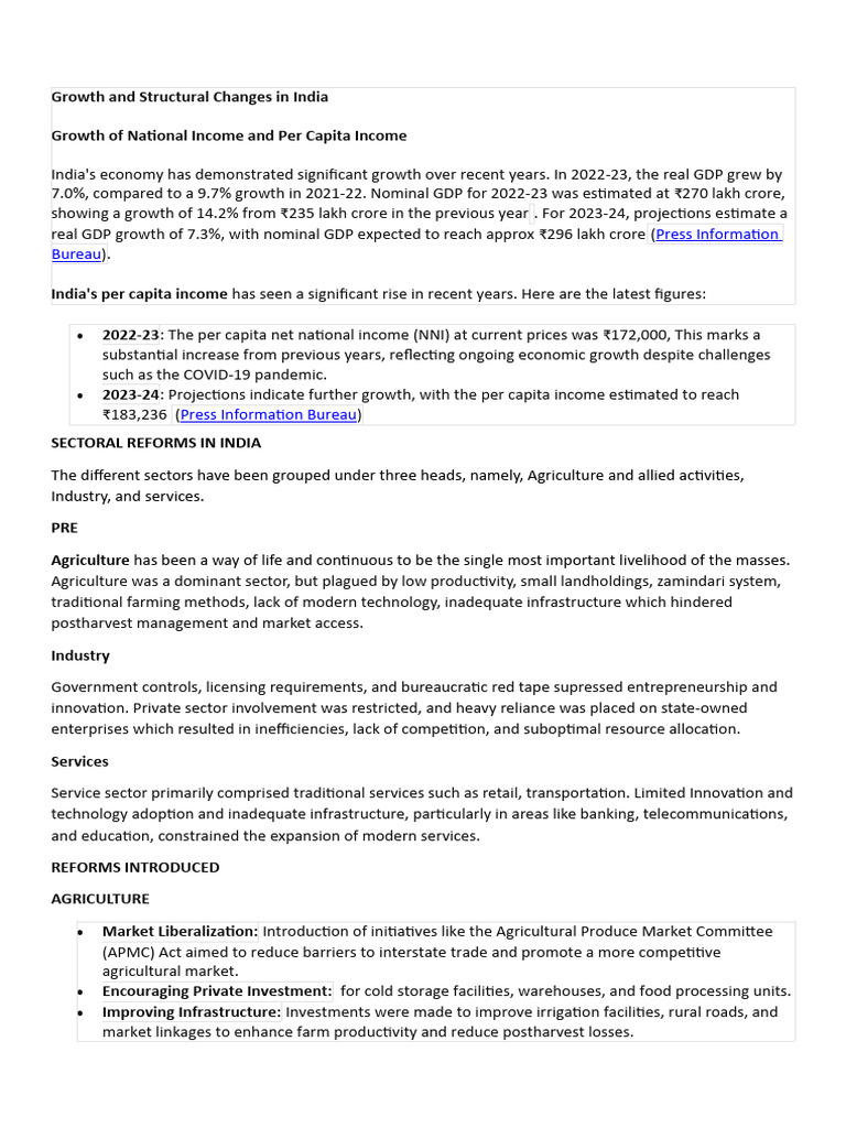 Structural Changes in India's Economy | PDF | Employment | Workforce