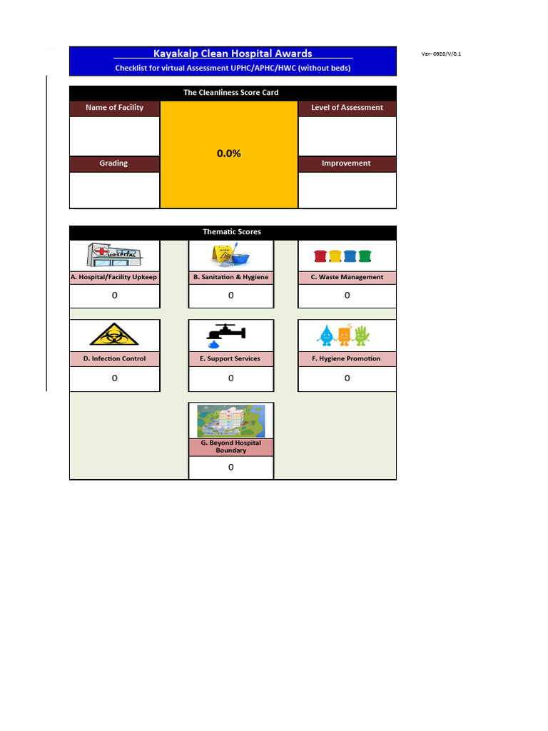 Kayakalp Checklist for HWC 2024 Assessment | PDF | Waste ...