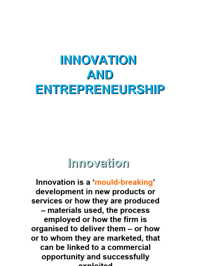 02 Innovation And Entrepreneurship Pdf Innovation Entrepreneurship