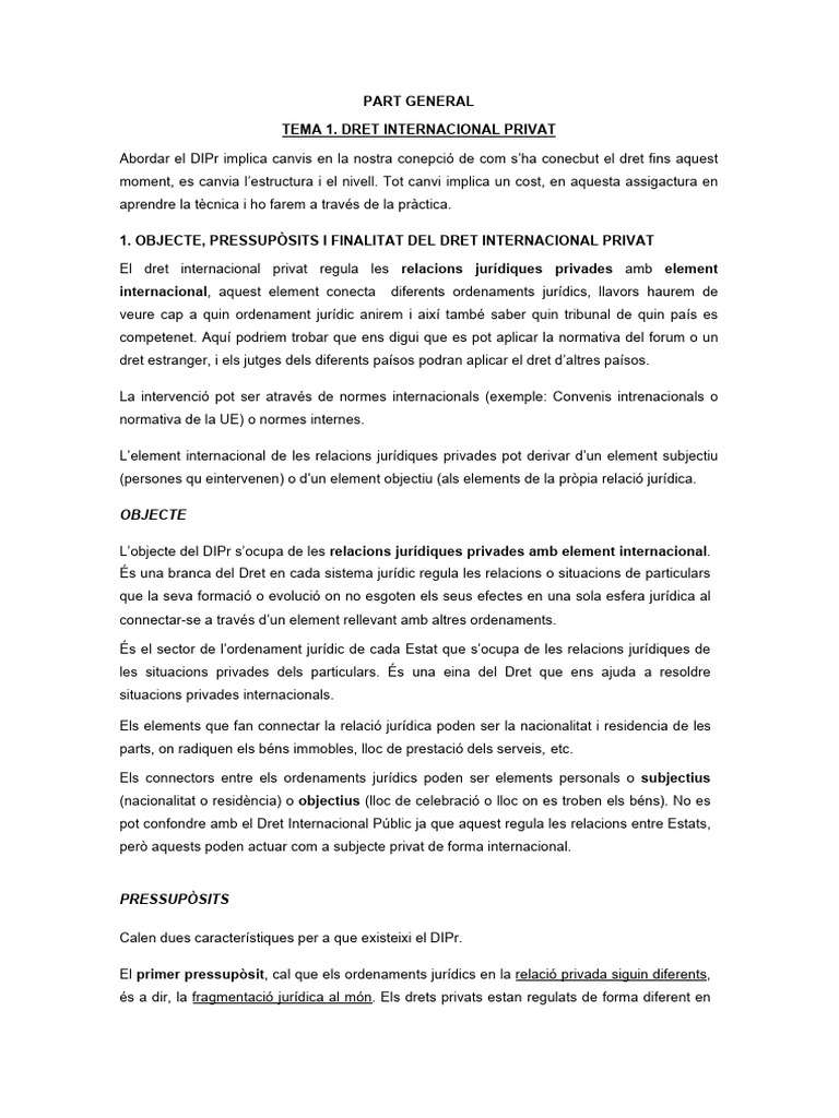 PARTE GENERAL DIPr | PDF