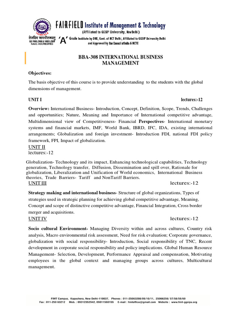 International Business Management Overview | PDF | International ...