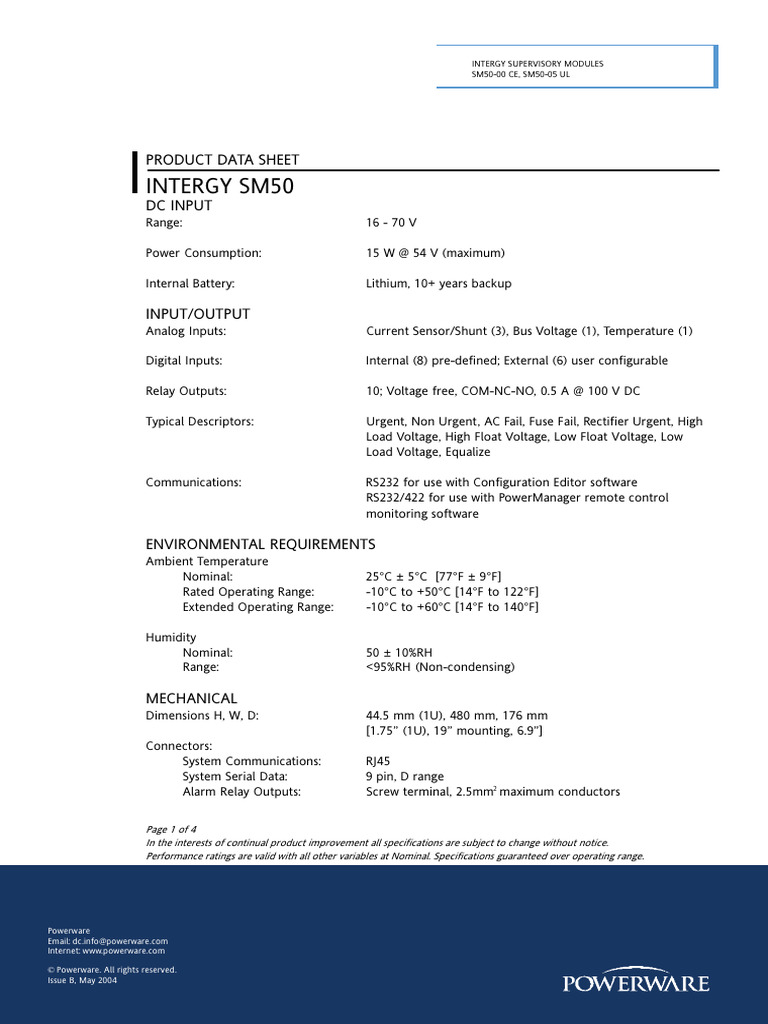 SM50 Supervisory Module Overview | PDF | Rectifier | Electromagnetism