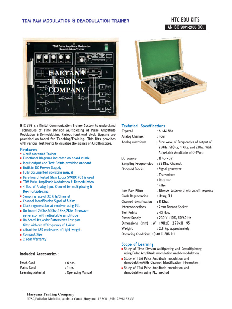 TDM PAM Modulation Trainer Kit | PDF | Modulation | Amplitude