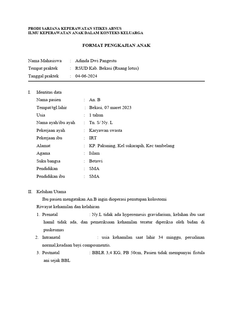 Askep Post Op Penutupan Kolostomi Ileostomi Pdf