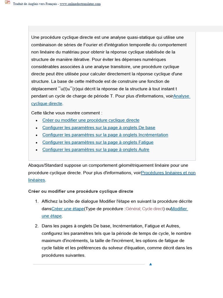 Configurer une procédure cyclique directe | PDF | Fatigue (matériau)