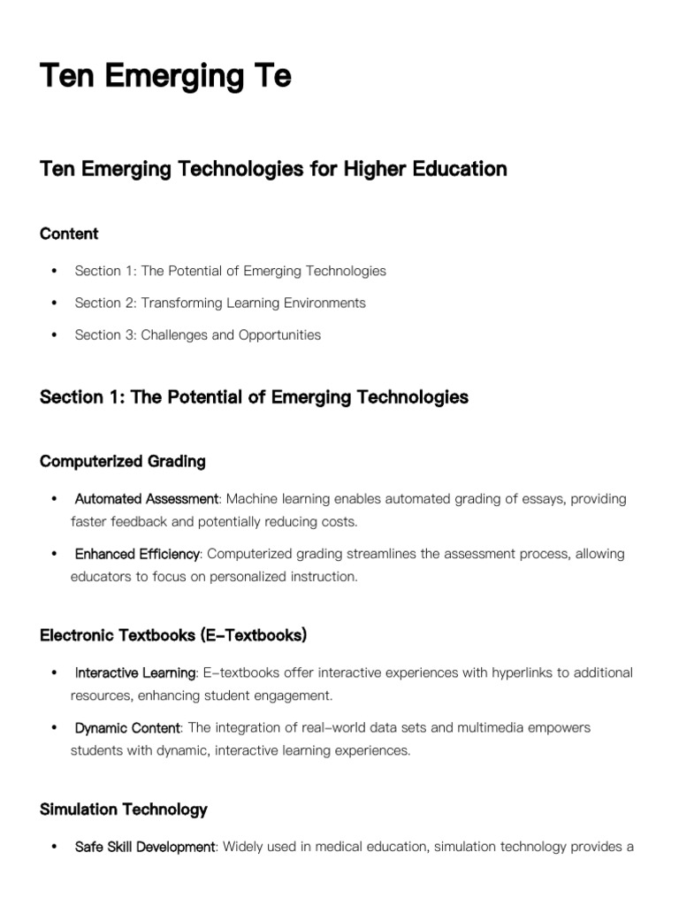 Ten Emerging Te | PDF | Educational Technology | Learning
