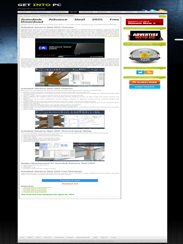 Autodesk Advance Steel 2025 | PDF | Autodesk | 3 D Computer Graphics