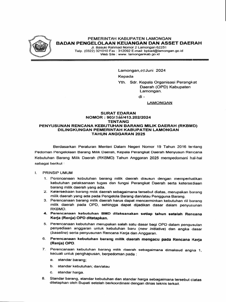 SURAT RKBMD Dan RKPBMD | PDF