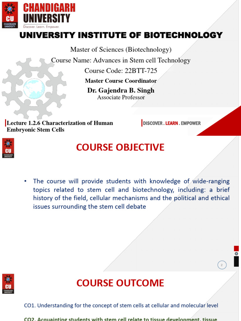 Lecture 1.2.6 Characterization of Human Embryonic Stem Cells | PDF ...