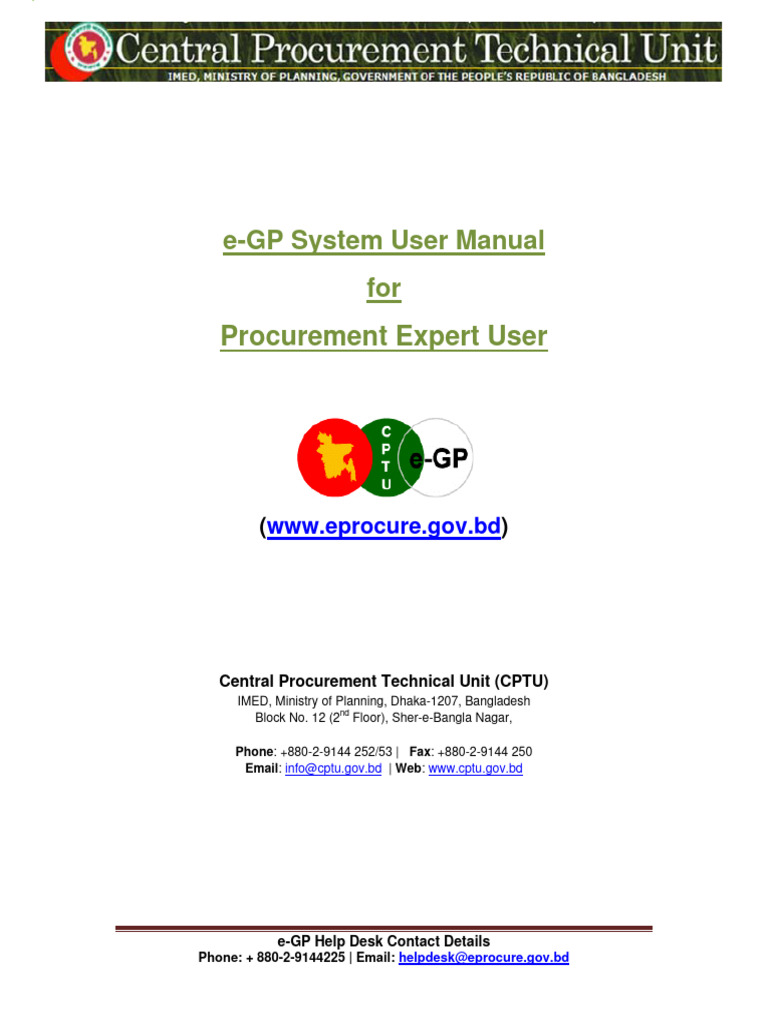 e-GP User Manual and Help Desk Info | PDF | Password | Login
