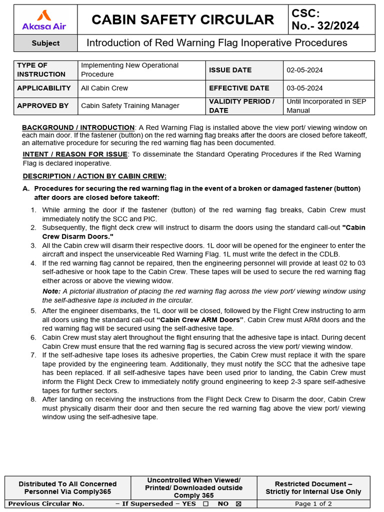 Csc 32 2024 introduction of red warning flag inoperative procedures