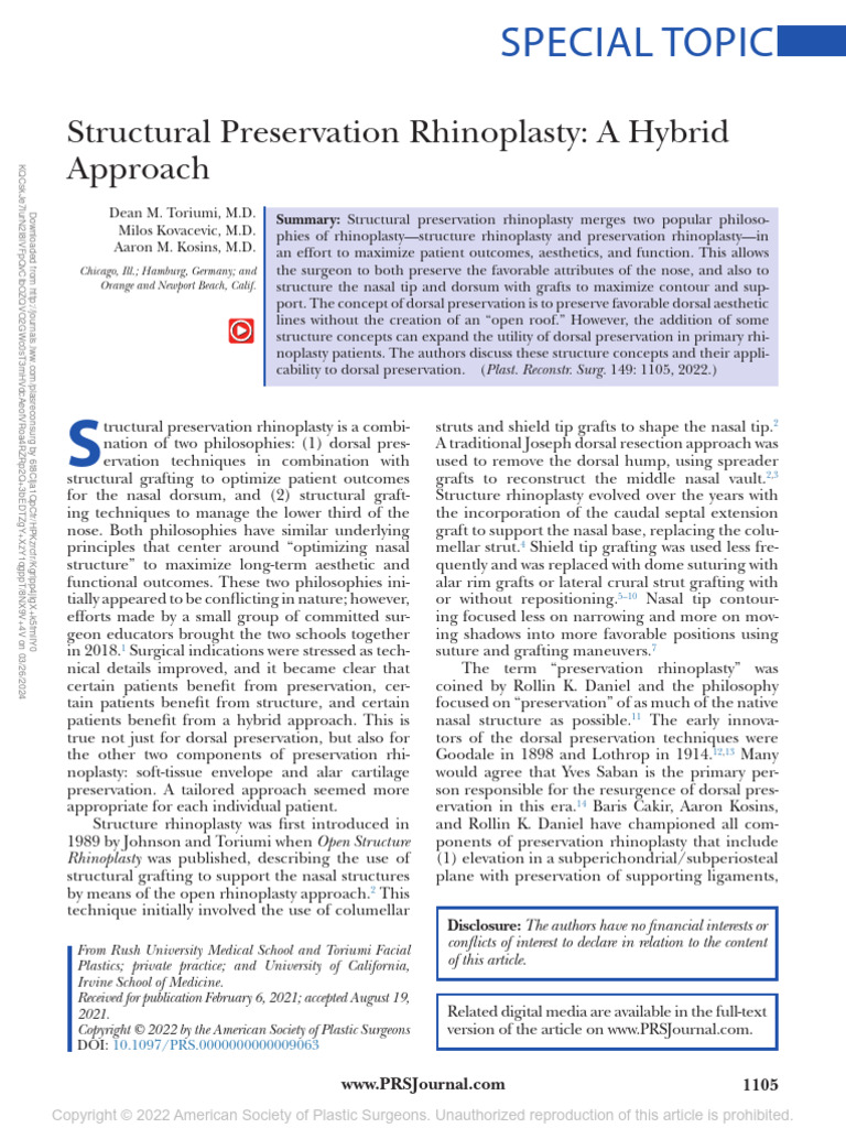 Structural Preservation Rhinoplasty Explained | PDF | Human Nose | Surgery