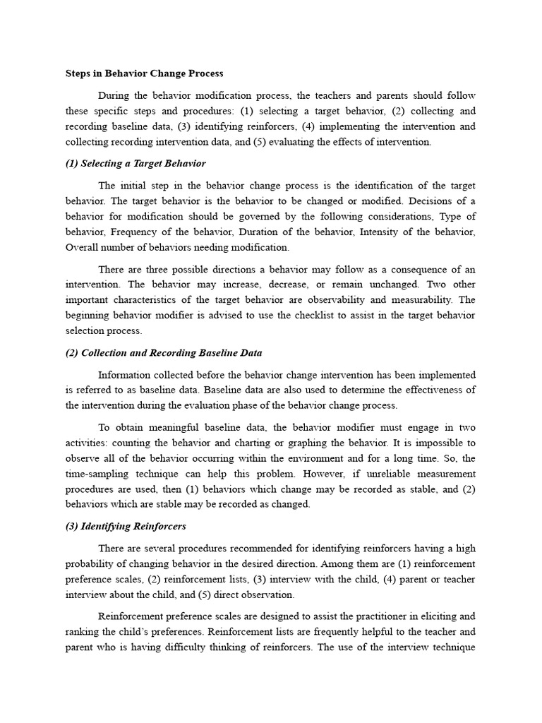 Steps in Behavior Change Process | PDF | Reinforcement | Behavior