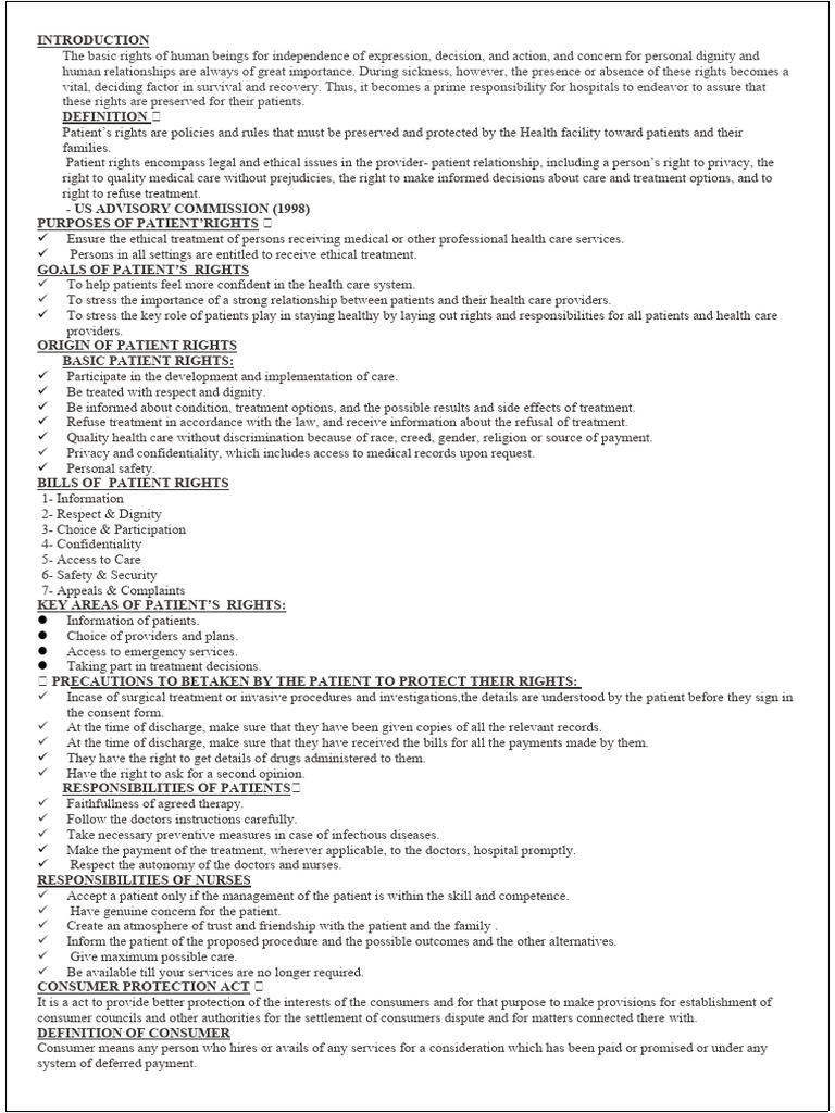 Patient Rights and Cpa | PDF | Patient | Consumer Protection
