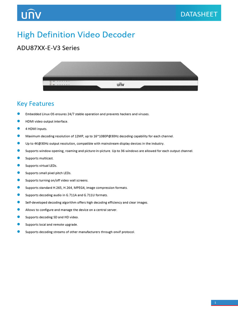 High Definition Video Decoder Overview | PDF | Hdmi | Display Resolution