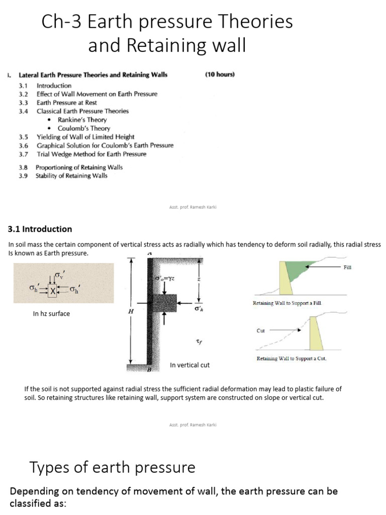 Earth Pressure Theories & Retaining Walls | PDF | Mechanics | Applied ...