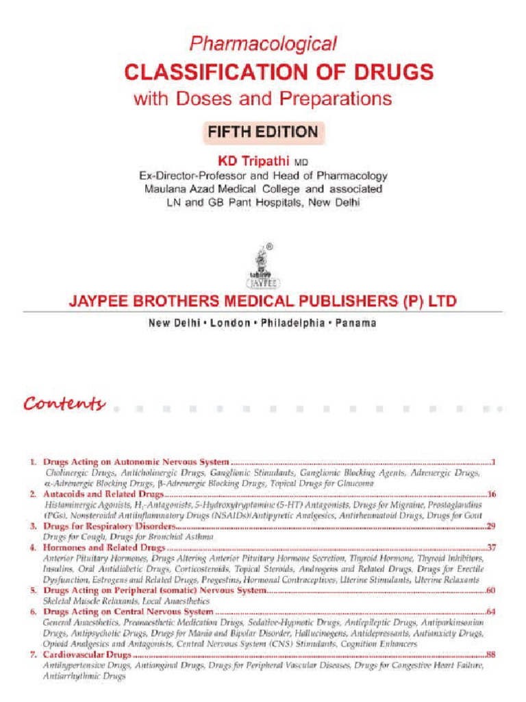 PHARMACOLOGICAL CLASSIFICATION OF DRUGS BY KD TRIPATHI PDF intelligence overview