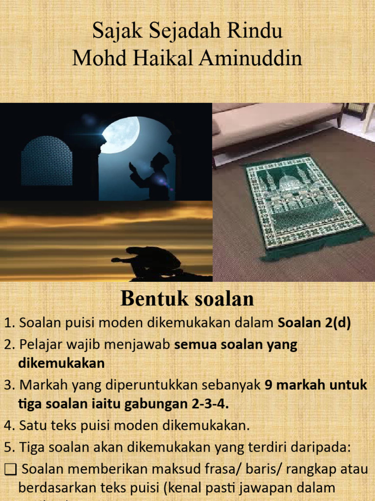 Analisis Sajak Sejadah Rindu | PDF | Seni & Disiplin Bahasa