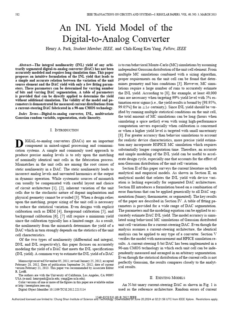 INL Yield Model for DAC Optimization | PDF | Normal Distribution ...