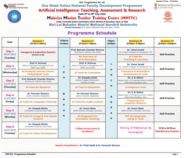 FDP-02: AI in Education Schedule | PDF | Learning | Cognition