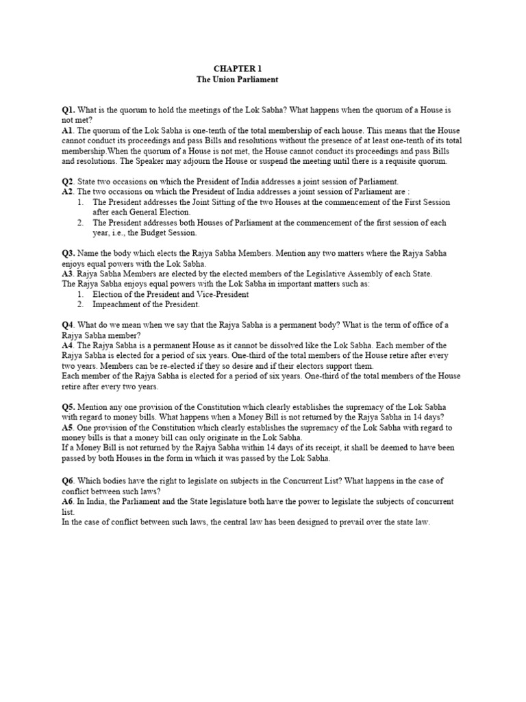 Civics Chapter PDF Quorum United States House Of Representatives