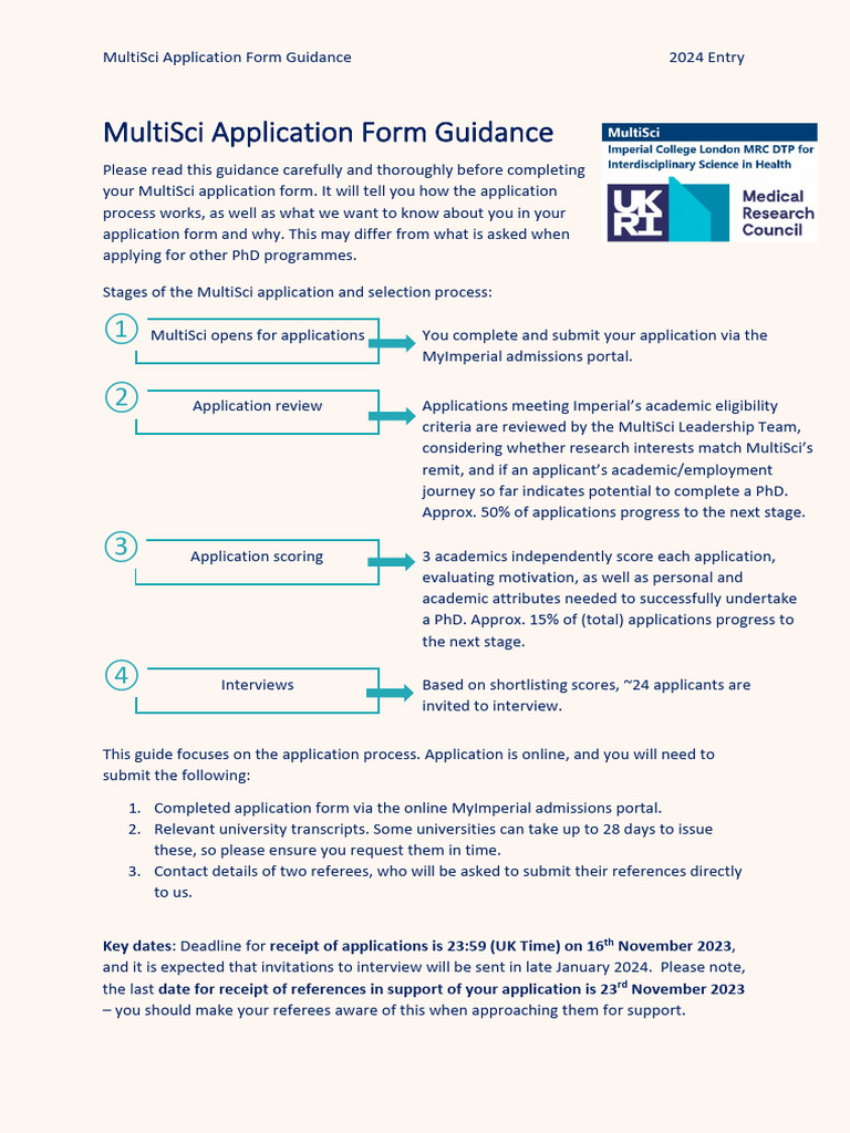 Application Form Guidance 2024 Entry | PDF | Doctor Of Philosophy
