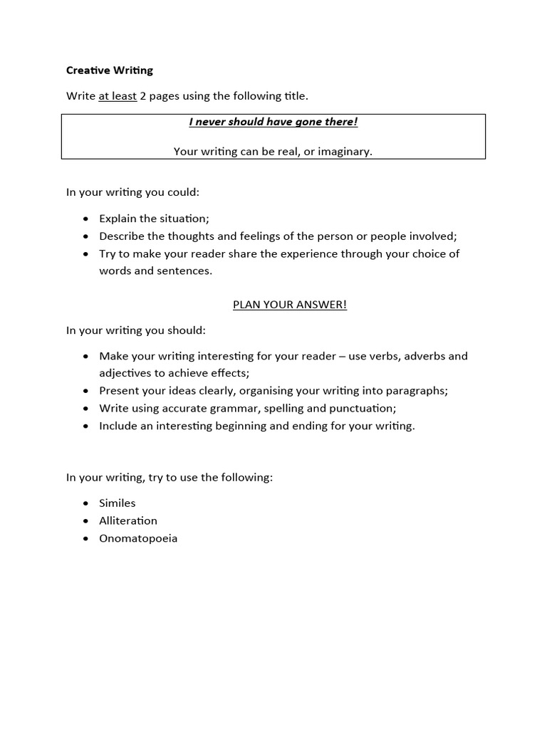 Engaging Creative Writing Prompts | PDF | General Fiction