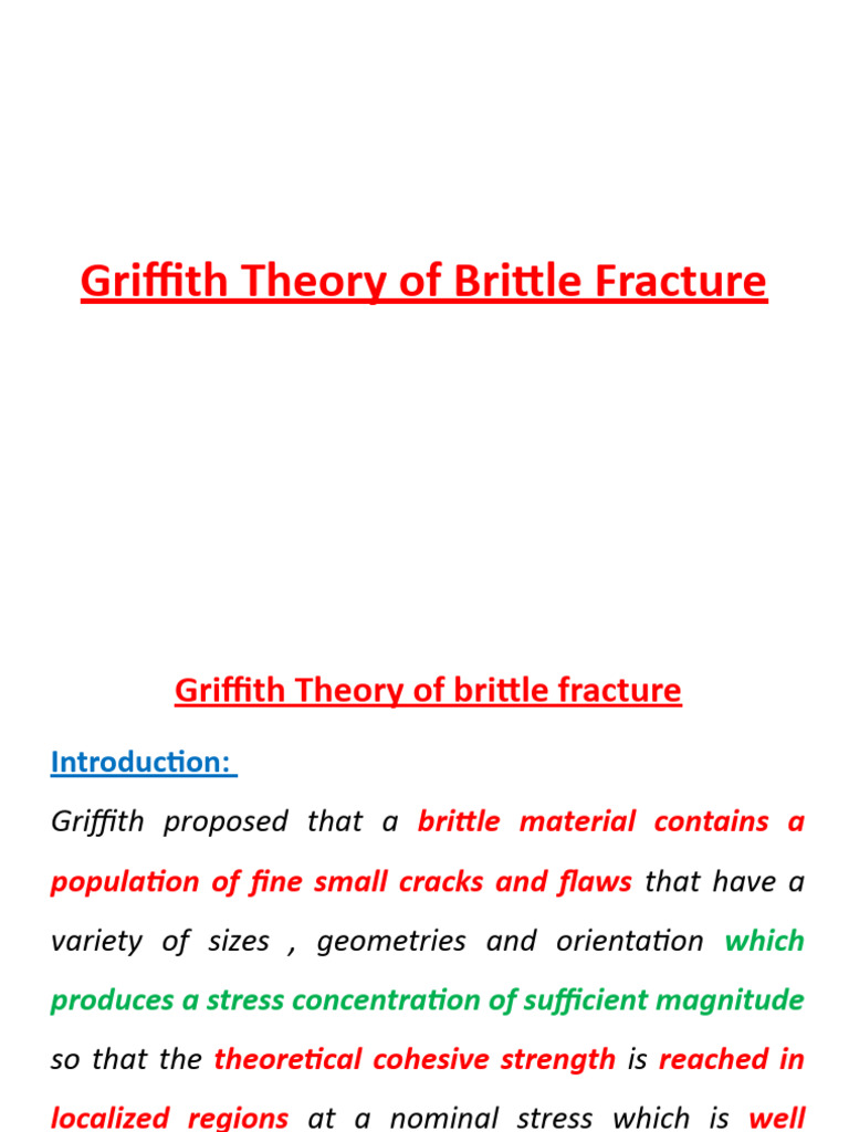 Griffith Theory of Brittle Fracture Explained | PDF | Fracture ...