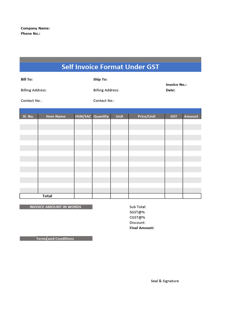 self-invoice-format-word-1 | PDF