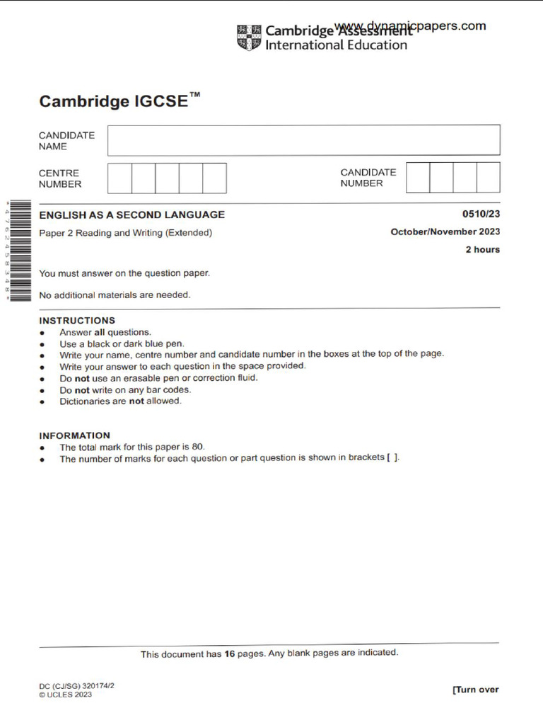 Eng 2024 igcse past paper sample pdf