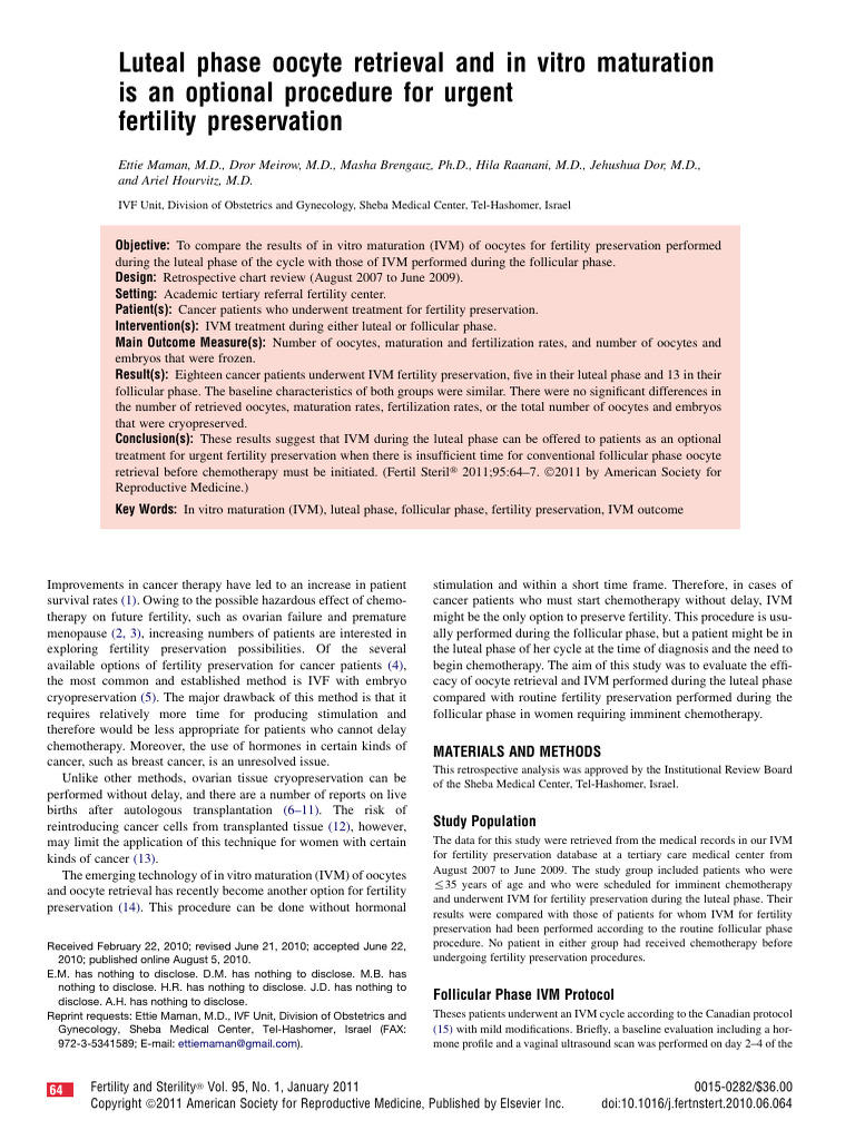 1 s2.0 S0015028210010174 Main | PDF | In Vitro Fertilisation | Ovary