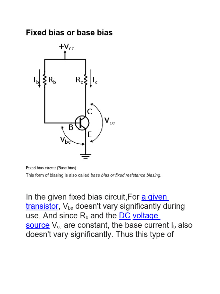 Fixed Bias Circuit: Overview and Insights | PDF